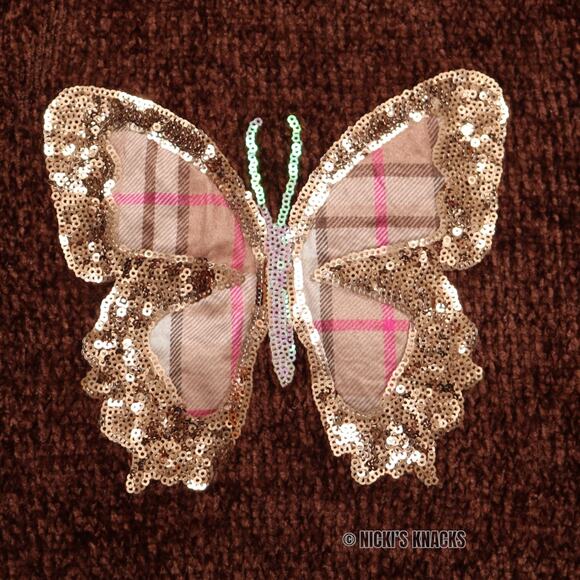 4/$20 - Btween Girls Brown Chenille Comfy Sequin Butterfly Sweater Size 8 - Picture 3 of 7